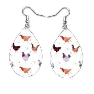 Chicken Theme Teardrop Earrings